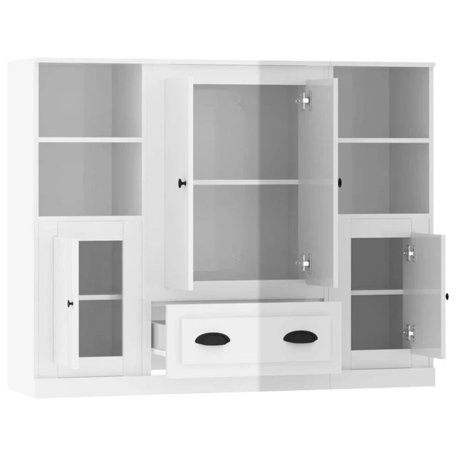 AX Credenza 3 Mobiletti Bianco Minimal 132x35.5x103.5cm Minimalista Casa 3185321