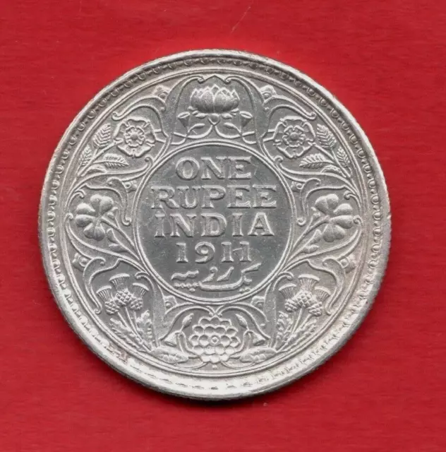 1911 Indische Einrupie Münze. King George V. Indien, 0,917 Silber. Extrem Fein.