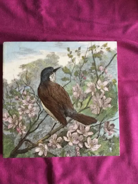 ANTIQUE MINTON PRINTED AND PAINTED TILE WITH BIRD ? c.1890 L.T.SWETNAM