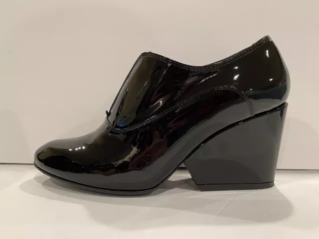 Robert Clergerie trevor Ankle Boots Patent Leather wedge Black 40.5/ 9.5-10 3