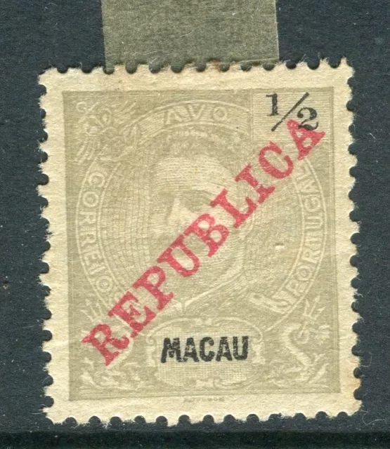 MACAU; 1913 early classic Carlos Repiblica issue fine used 1/2a. value