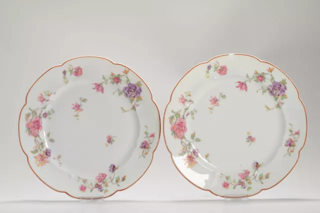 Set of #2 Antique ca 1900 Havilland Limoges Porcelain Dinner dishes Fishes