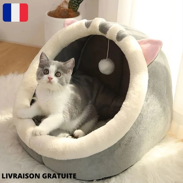 Lit Donut rond pour Chien Chat en Peluche Apaisant Comfy Tapis Couchage Panier