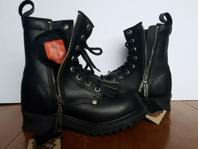 New Harley Davidson Womens Full Grain Black Leather Logger Riding Boots size 5.5