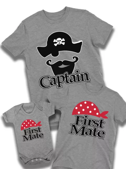 Camiseta de Navidad Capitán Primer Compañero Piratas Familia Hombres Papá Niños Niñas Bebé Niños