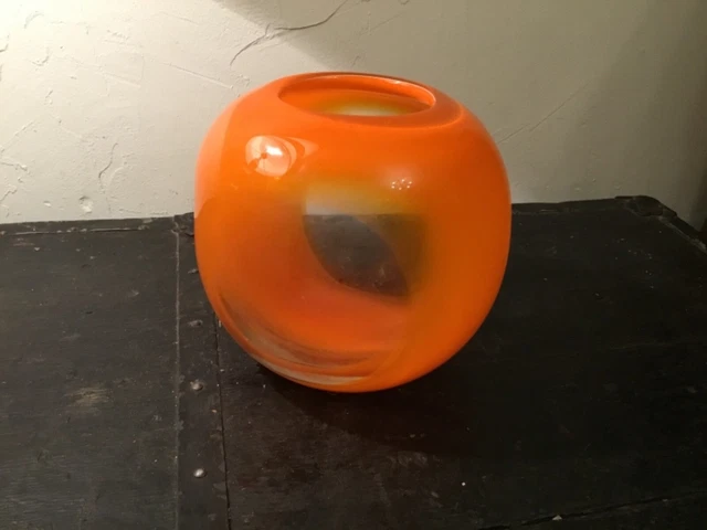 Vase style Murano léopard vintage en verre ambré | Unique