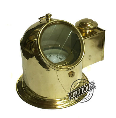 US Maritime Ship Yacht Binnacle Compass Tabletop Antique Brass Oil Lamp Nautical