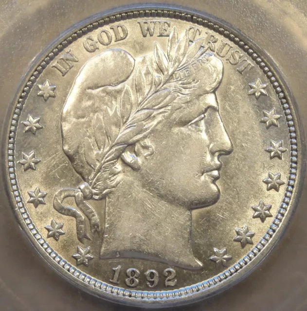 1892 Barber Half Dollar 50c ICG Certified AU53