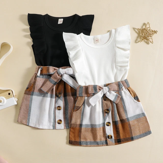 Abiti senza maniche per bambini bambine top gonne pantaloni pantaloncini set vestiti