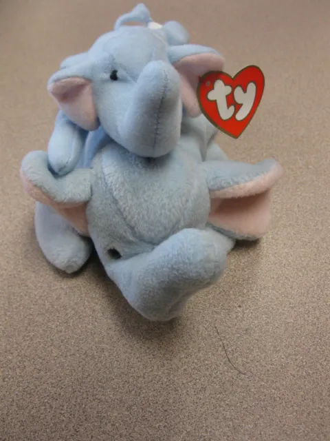 Ty Beanie Baby PEANUT Elephant With Teenie Beanie Peanut.