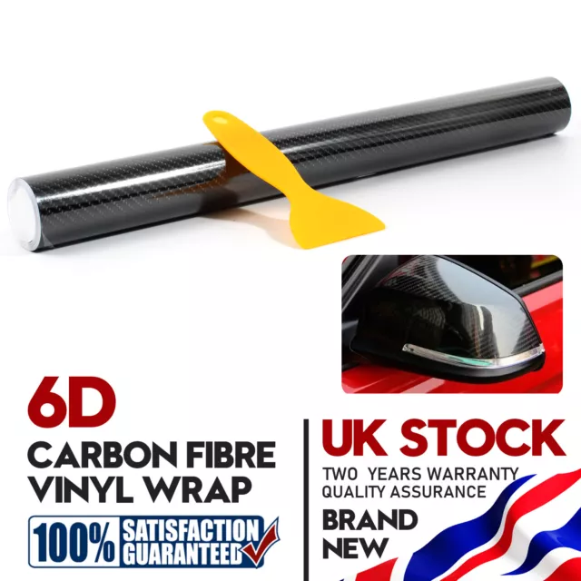 6D Carbon Fibre Vinyl Car Wrap Sheet Film Sticker air Bubble Free UK 152 x 40cm