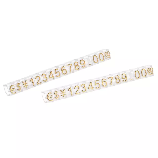 Adjustable Mini Cube Price Tag Display Number Gold on Clear,3.8x6.9mm,14 sets