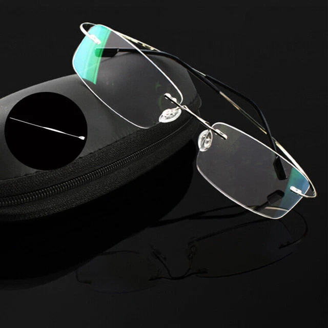 Gafas de lectura sin bordes aleación de titanio lector hombre mujer ayuda de lectura +1,5 2 2,5 3,0 4