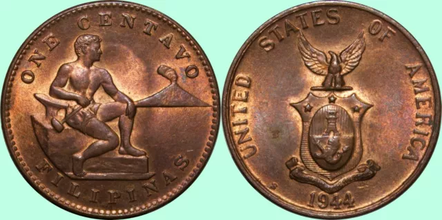 (1) 1944-S Philippines 1 Centavo ~ Choice BU Red/Brown ~ San Francisco Mint ~ C1