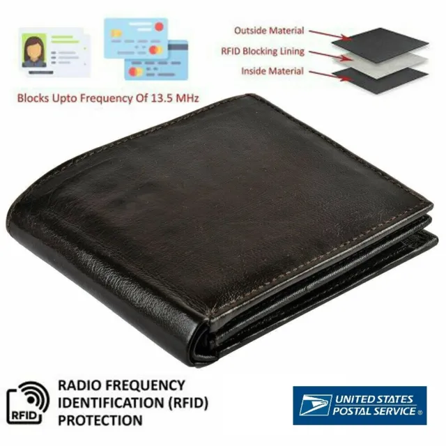 Genuine Leather Mens Wallet RFID Soft Credit Card Holder Purse USA Stock