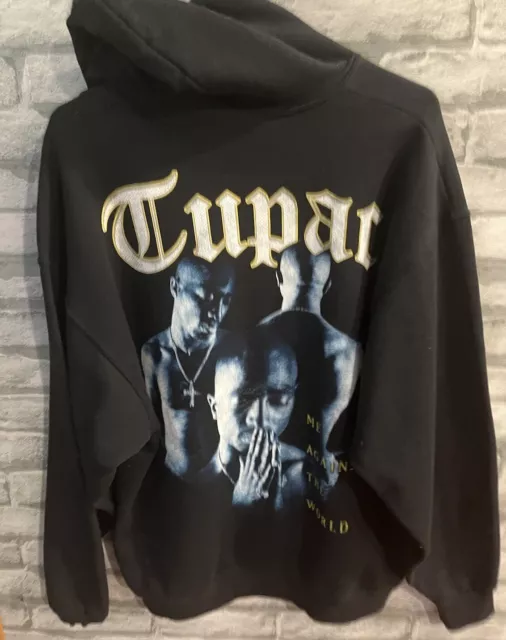 Tupac Mens Me Against the World Pullover Hoodie Sweatshirt Rap Shakur 2Pac XL