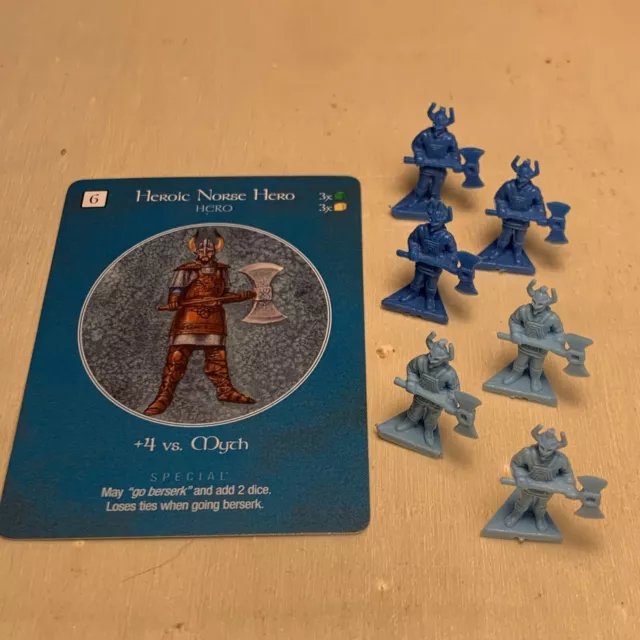 HEROIC NORSE HERO 6 Tokens and Battle Card for AGE OF MYTHOLOGY Game NORSE Parts