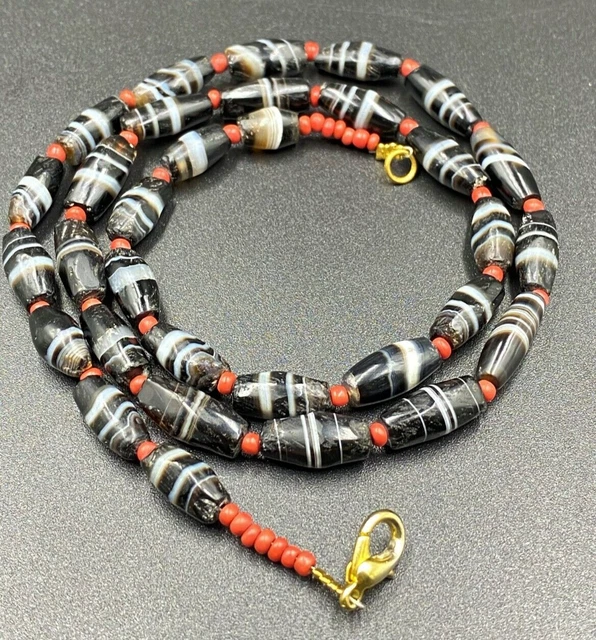 Old Agate Beads South East Asian Burmese Pagan Antiquity Strand