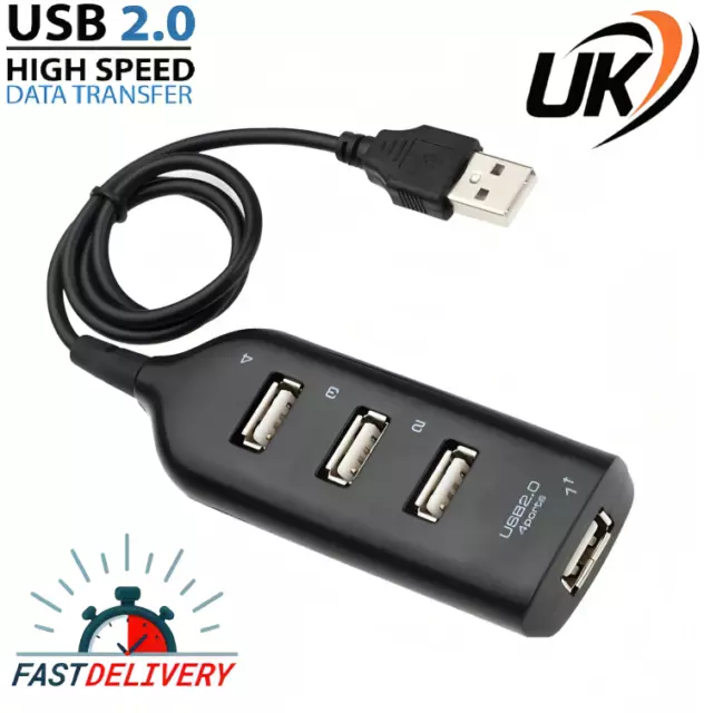 High Speed 4 Port Usb Hub 2.0 Multi Splitter Expansion Desktop Pc Laptop Adapter