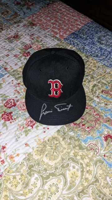 Luis Tiant Boston Red Sox Signed Fitted Baseball Hat Fleer Authentics Sticker