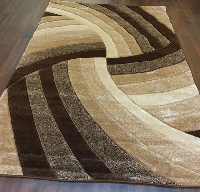 Tapis De Luxe Moderne Marron, 160x220 Cm, Doux, Polypropylène, Motif Contemporain