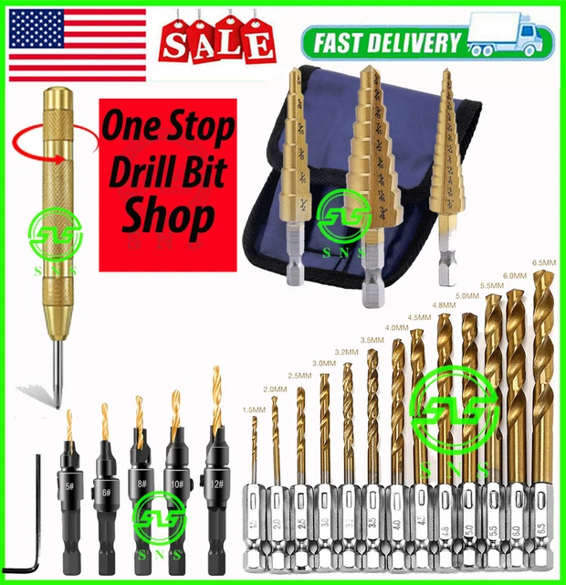 1-13pcs Drill Bit Set lot HSS Titanium Multi Step Twist Metal Wood Countersink