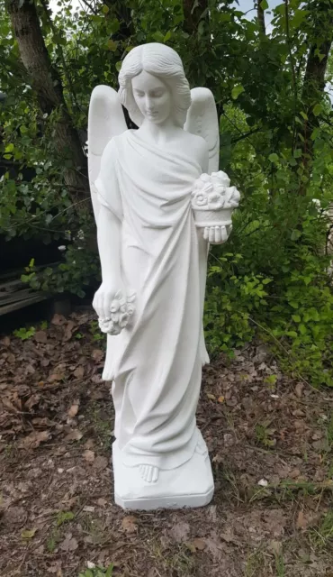 Statua Scultura Angelo Con Ali Aperte Per Esterno Da Giardino In Cemento Marmo