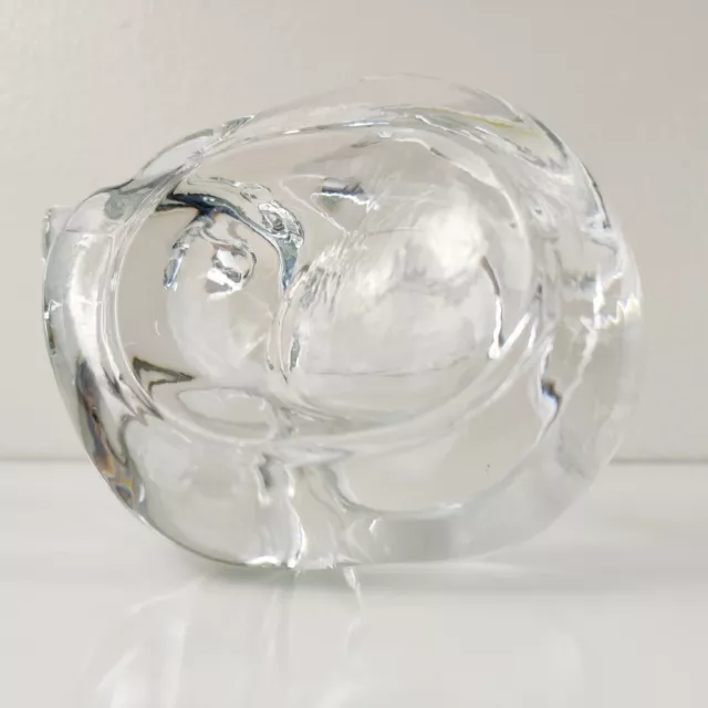 Vintage Indiana Glass Votive Candle Holder Crystal Cute Sleeping Cat Paperweight 6