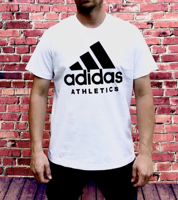 Adidas White TShirt Men’s XL Round Neck Summer Retro 90s Large Printed Logo
