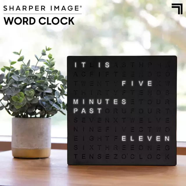 Sharper Image® LED Light-Up Word Clock, 7.75" Modern Design, Electronic Accent W 2