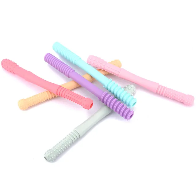 6pcs Lightweight Teething Tube For Baby With 2 Cleaning Brush Chew Hollow Gifts