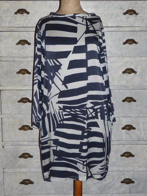 Robe Longue En Soie Marina Yachting - Bleu Et Blanc - Taille 38 - Occasion TB