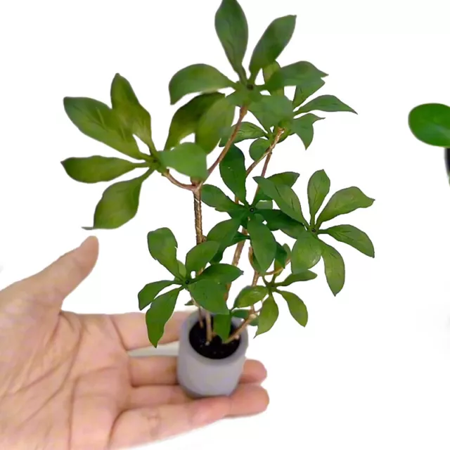 1:6 Dollhouse Miniature Potted Plant Green Leafed Plant Pot Bonsai Home DecorToy