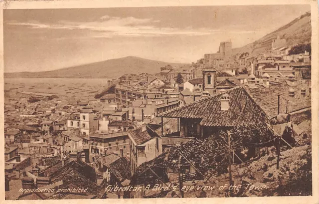 Gibraltar - Birds Eye View Of The Town ~ An Old Postcard #2355168