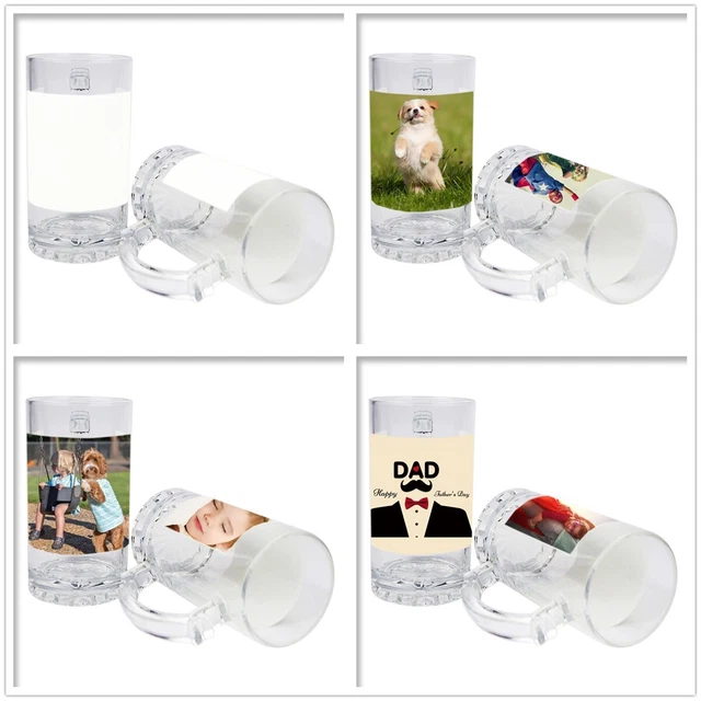 24pcs 16oz Clear Glass Xmas Sublimation Blanks Beer Steins Mug with White Patch