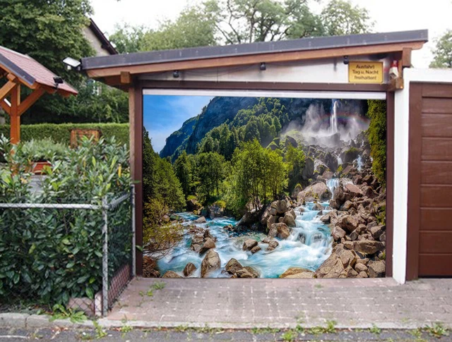 3D Cliff Green Mosses 230 Garage Door Mural