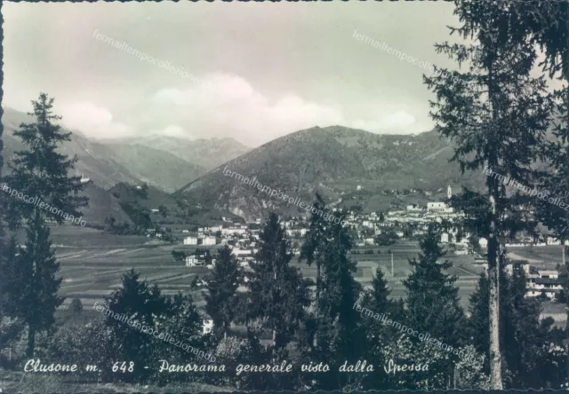 q213 cartolina clusone panorama generale visto dalla spessa provincia di bergamo