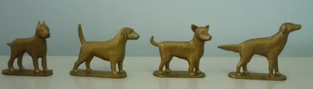 1950's Lot of 9 Nabisco Bronze Dog Cereal Premium Figurines