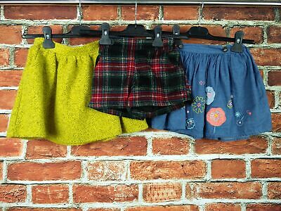 Girls Bundle Age 4-5 M&S Next Embroidered Denim Tartan Shorts Skirts Set 110Cm