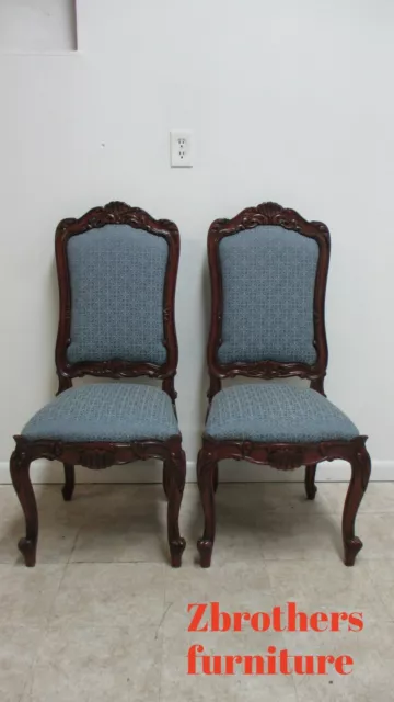 Pair BAU French Country Dining Room Side Chairs Regency Custom Carved B