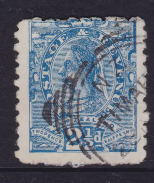 New Zealand 1893 2 1/2D BLUE QV SIDEFACE POSTAGE REVENUE PERF 10 USED (MF16B)