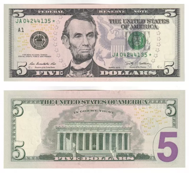 USA 5 Dollars Star Replacement Banknote (Series 2009) P.531 - UNC