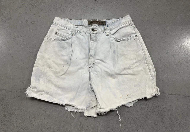 Vintage Levi's 900 Series Distressed Paint Splatter High Waist Shorts Size 14