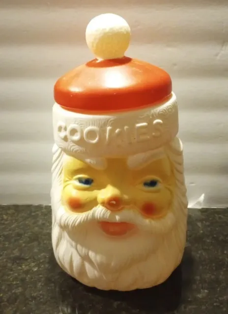 Empire Plastic Blow Mold Santa Claus Head Cookie Jar Christmas Vtg 12” 1973