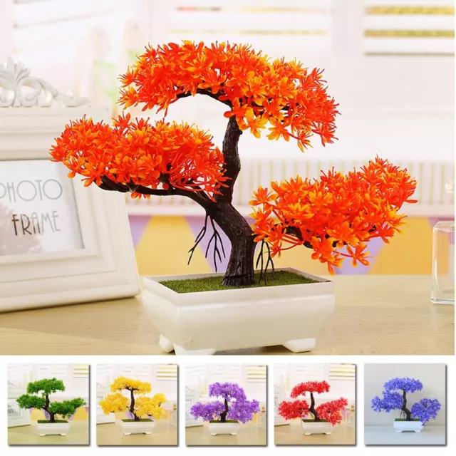 Atractivo pino de plástico con maceta artificial para decoración del hogar de mesa