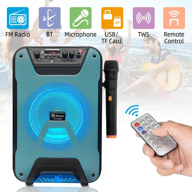 8 INCH PORTABLE Bluetooth Party Speaker Wireless Karaoke Mic Subwoofer ...