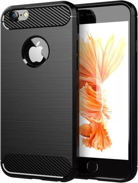 Cover Carbon Look Per Apple Iphone 6 / 6S (4,7") Custodia Silicone Nero
