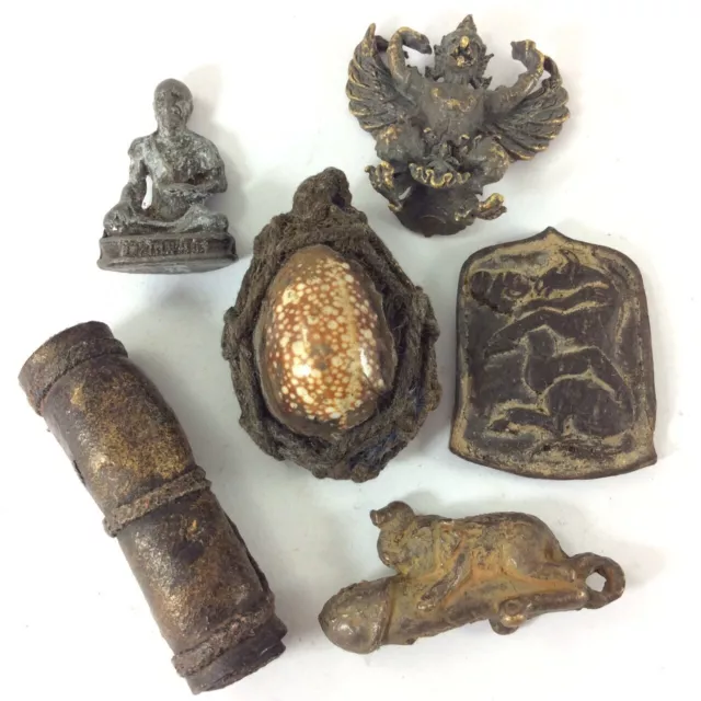 6 Pcs Ancient Amulets Pendant Love Sex Magic Lucky Power Protect Thai Amulet b3