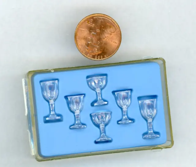 Miniature Dollhouse Chrysnbon Set of 6 wine Champaign Glasses