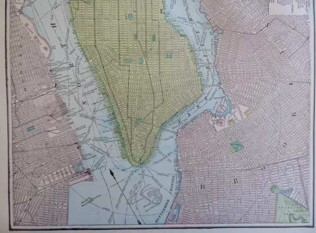 New York City plan Manhattan Central Park Brooklyn Hoboken 1902 Cram large map 3